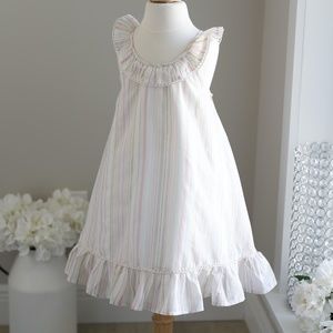 SALE- TAHARI Girl's Sundress Headband Cotton White pastel Stripe NWT